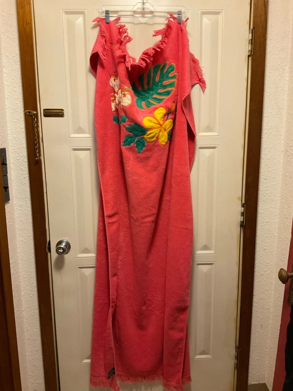 Vtg Lauren Ralph Lauren Large Pink Embroidered Body Sheet Beach Bath Towel